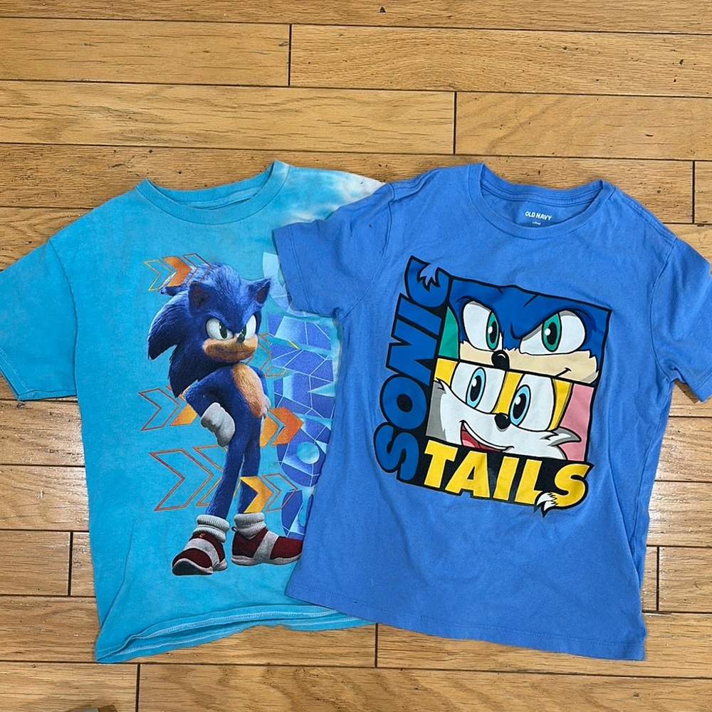 Kids Blue Sonic and Tails Short Sleeve Tees